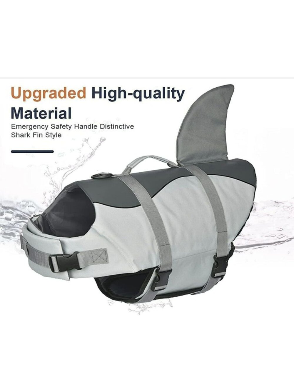 Dog Life Jacket With Shark Fin Adjustable Straps Safety Handle Swim Vest  XL
